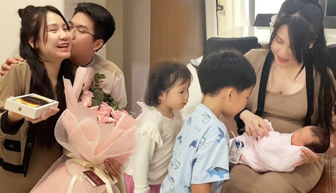 Hot mom Thanh Trần vừa sinh con út được chồng tặng quà "xịn"