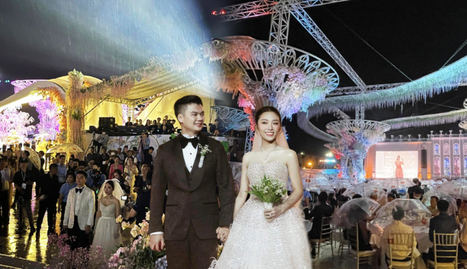 Đám cưới trăm tỷ tại Kiên Giang: Khách vừa dự tiệc vừa cầm ô che mưa
