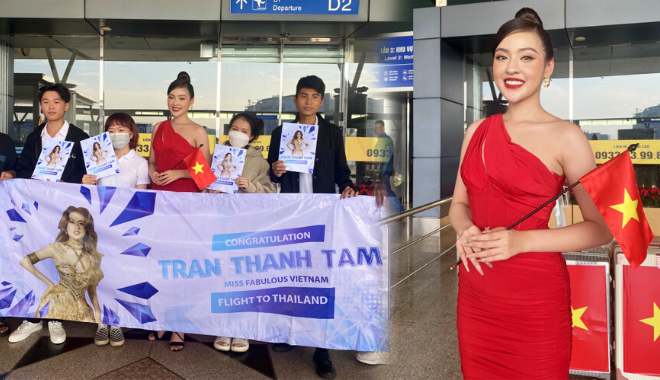  "Hot girl trứng rán" Trần Thanh Tâm lên đường thi hoa hậu quốc tế