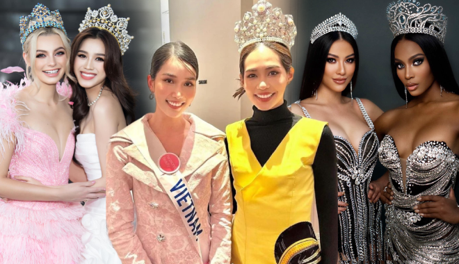 Khi các Hoa - Á hậu Việt đọ sắc đương kim Hoa hậu quốc tế