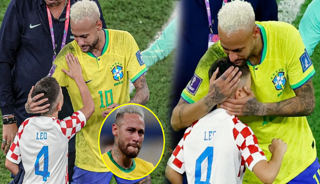 Sau trận thua vòng tứ kết, Neymar được con trai đối thủ đến động viên