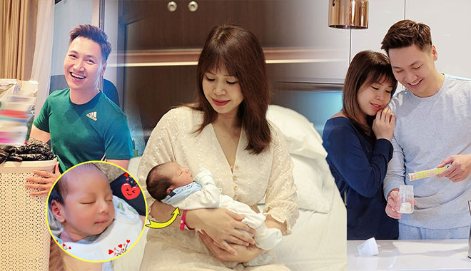 Mạnh Trường chăm sóc bà xã chu toàn khi đón chào con thứ 3