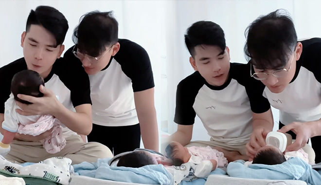 Hà Trí Quang - Thanh Đoàn khéo chăm cặp song sinh vừa chào đời ở Thái