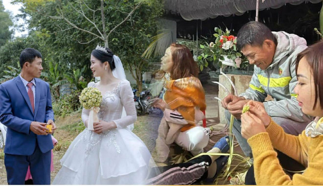 Nhà gái kết hoa cưới độc lạ từ lá cọ tặng cô dâu: Miệt mài tận 9 tiếng