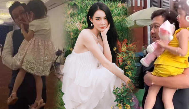 Con gái Trường Giang tới phim trường thăm ba: Quấn quýt không rời