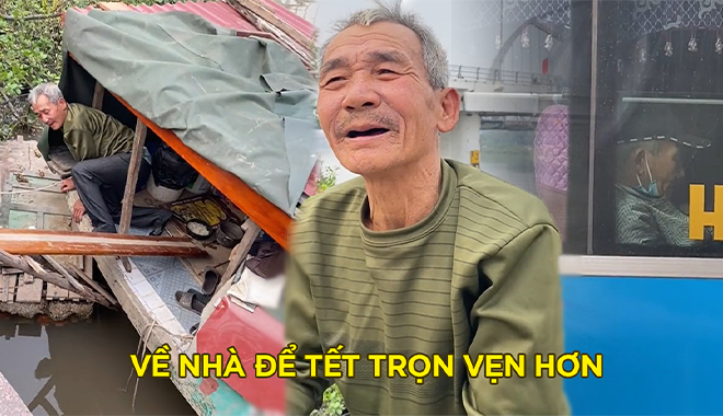 Cụ ông được hỗ trợ về quê ăn Tết sau gần 40 năm xa nhà