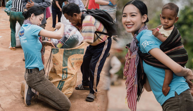 Hoa hậu Bảo Ngọc mang Tết đến làng phong ở Gia Lai