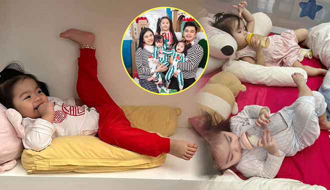 Loạt ảnh "đẻ con gái cho thùy mị nết na" của hai con nhà Vân Trang