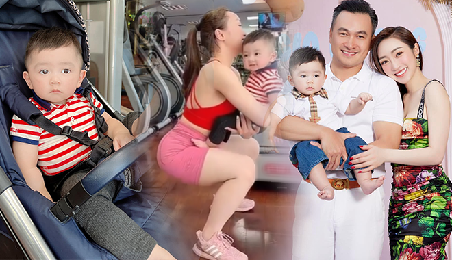 Con trai Chi Bảo sau trận ốm dài: Trộm vía điển trai, cùng mẹ tập gym