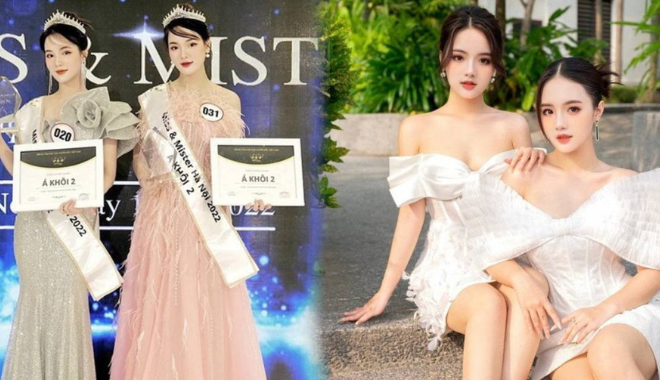 Lần đầu có hai chị em song sinh cùng đăng quang Á khôi, khó nhận dạng