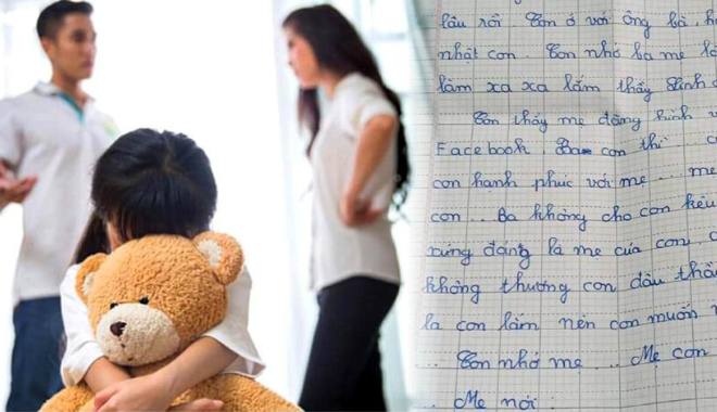 Nhói lòng bức thư bé gái gửi bố mẹ đã ly hôn, chỉ muốn được dắt đi học