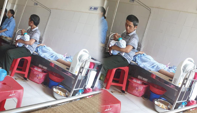 Bố chồng tự tay thay tã, chăm cháu để con dâu nghỉ ngơi hậu sinh mổ