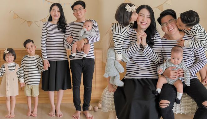 Cưới 4 năm sinh 3 bé, Thanh Trần khoe ảnh gia đình 5 người hạnh phúc