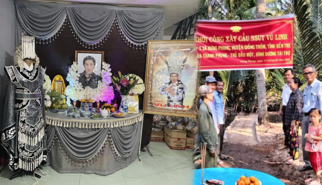 Gia đình phát quà, hồi hướng công đức cho NSƯT Vũ Linh sau tang lễ