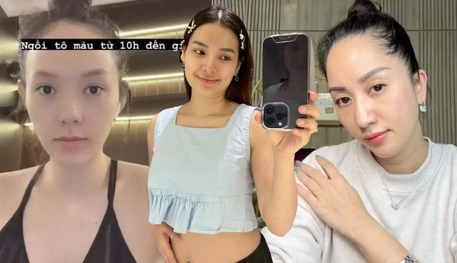 Hội mẹ bầu Vbiz kiệm son phấn: Dành “duyên” cho em bé