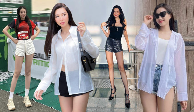 Hoa hậu Việt đọ "kiếm Nhật" với quần ngắn cũn: Thanh Thủy vượt đàn chị