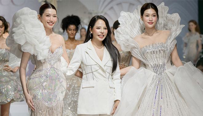 Đoàn Thiên Ân, Quỳnh Châu làm nàng thơ áo cưới cho NTK Kim Anh Lê